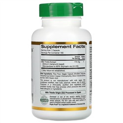 California Gold Nutrition, Экстракт расторопши, 80% силимарина, EuroHerbs, 180 вегетарианских капсул