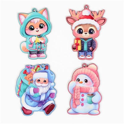 Ёлочная игрушка новогодняя, набор 4 шт.