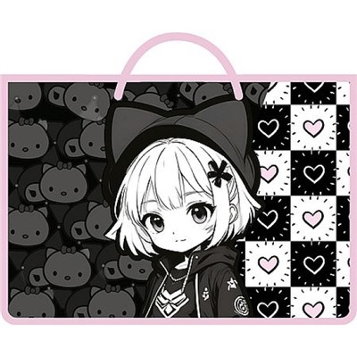 Папка пластиковая А4 на молнии с ручками (на шнурке) 33,5х23,5х5,5 см ПМ-А4-35 "ЭММИ 2026" Пчелка