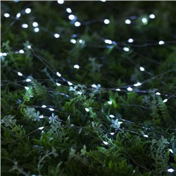 Гирлянда «Нить», 20 м, IP44, 200 LED, 2 режима, солнечная батарея, серебристая нить, свечение белое