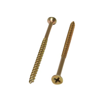 Саморез 4.2×89(90) мм ТУНДРА PREMIUM, потай, крупная резьба, шлиц PH, желтый цинк, 1 кг