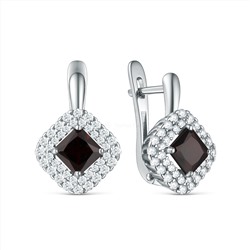 Кольцо из серебра с гранатом и фианитами родированное К50083р404