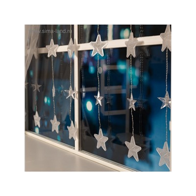 Гирлянда «Бахрома» 2.4×0.9 м с насадками «Звёздочки», IP20, прозрачная нить, 186 LED, свечение мульти, 8 режимов, 220 В