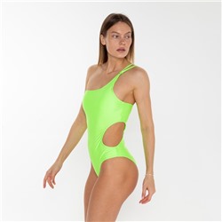Купальник женский слитный на одно плечо, размер 42, салатовый