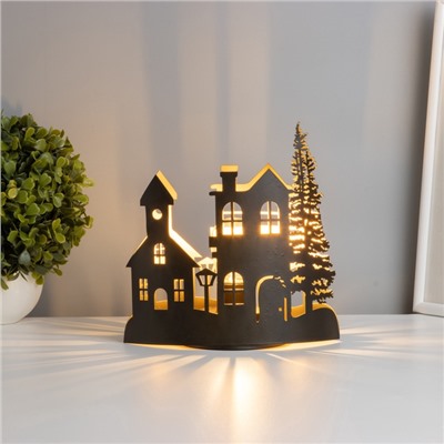 Фигурка светящаяся RISALUX «Вечерний город», LED-ночник, 3×ААА, чёрный, 10.8×19.5×20 см