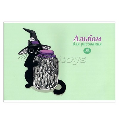 Альбом д/рисования 40л., Волшебная банка (А4,блок-белый офсет 100гр/м2, обложка-полноцв. печать, сплошной глянцевый УФ-лак, на скрепке)