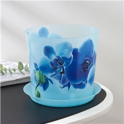 Горшок для орхидей с поддоном IDEA «Деко», 2.4 л, пластиковый, голубой