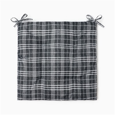 Подушка на стул Этель «Клетка» цв.черный, 40×40 см, 100% п/э