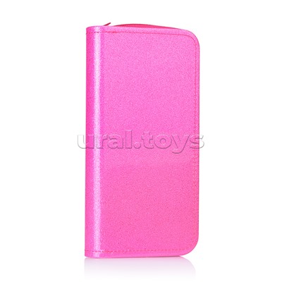 Пенал- односекционный с блестками 190/100/26 "Малиновый"