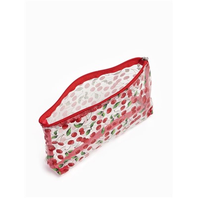 Косметичка женская Cherry lady, для бассейна, на молнии, прозрачная, красная
