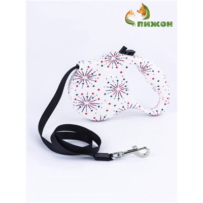 Рулетка «Салют», 5 м, до 35 кг, принт, белая