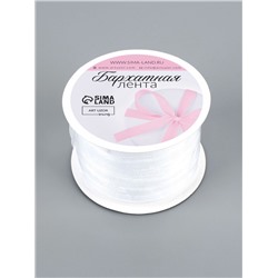 Лента бархатная, 6 мм, 18±1 м, белая №01
