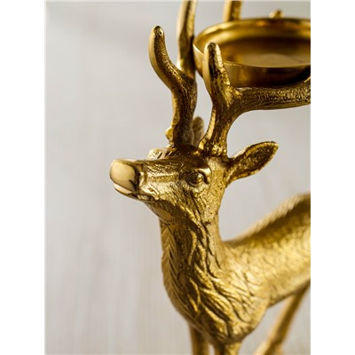 Подсвечник «Сохатый», 15.5×9×22.5 см, алюминий, золотой
