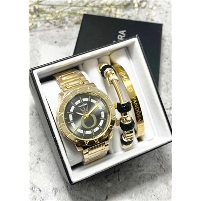 Подарочный набор для женщин часы, 2 браслета + коробка #22852957