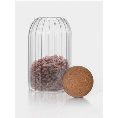 Банки для хранения сыпучих «Эко», 3 предмета: 400/700/1000 мл, с пробковой крышкой, стекло