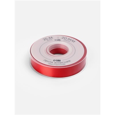 Лента атласная TEIRA, двухсторонняя, 20 мм, 25±1 м, красная №0250