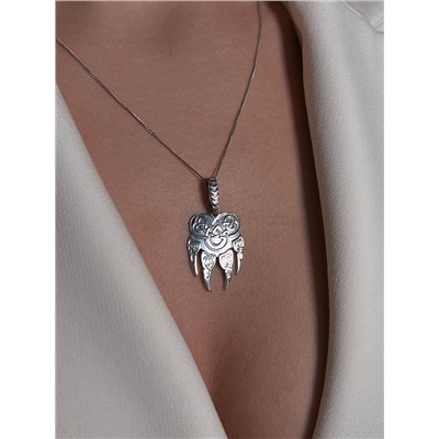 Подвеска-оберег из чернёного серебра - Лапа (Печать Велеса наделяет своего обладателя волчьей силой, выносливостью, упорством, храбростью, защищает от всех невзгод и болезней. Волчья лапа придаёт чело 925 пробы п026ч