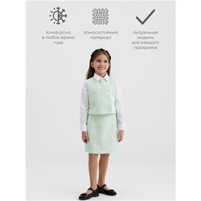 Жилетка для девочки, MINAKU :Party Dress, зелёная, рост 146 см