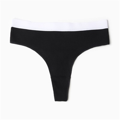 Трусы женские бразилиана MINAKU рубчик размер 48-50, чёрные