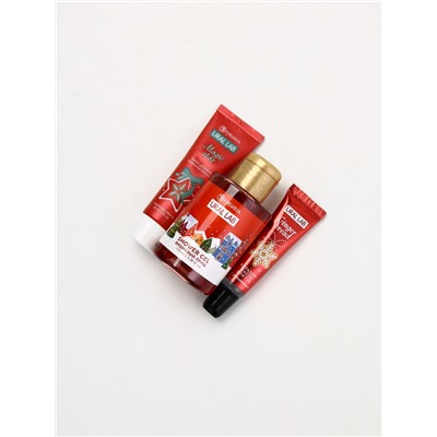 Подарочный набор новогодний: гель для душа, крем для рук, бальзам для губ, маска для сна, URAL LAB