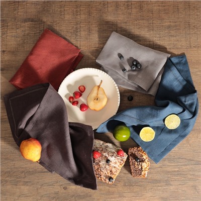 Салфетка «Этель», красная, 30×40 см,100% лён 170 г/м²