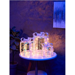 Фигура световая «Подарки цилиндр серые», 25×20×15 см, 90 LED, батарейки ААх8 (не в компл.), свечение тёплое белое