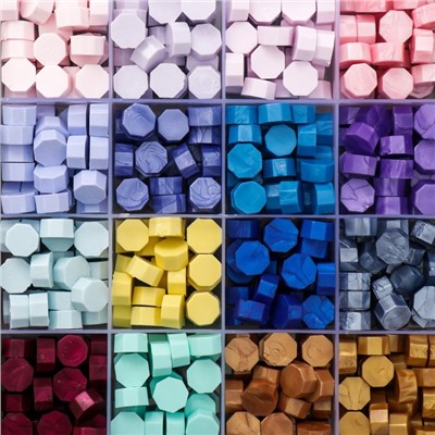 Набор сургуча «Светлые и тёмные цвета», матовый, перламутр, 24 цвета, 19×13×2 см