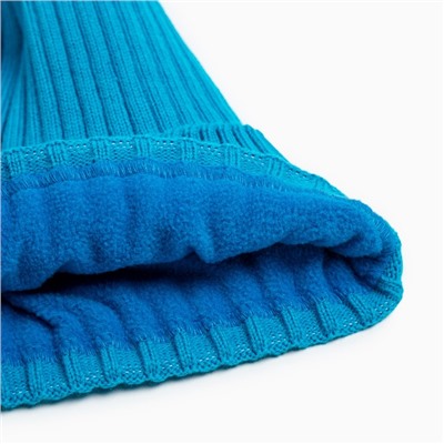 Шапка детская MINAKU: Cozy Winter с отворотом, бирюзовая, размер 56-58 (7-11 лет)