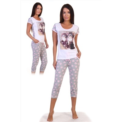 Пижама Два котенка бриджи серый (ед.)