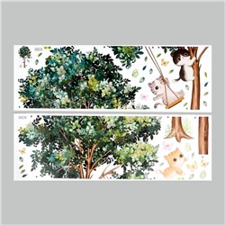 Наклейка интерьерная цветная «Котята и дерево», пластик, 30×90 см, набор 2 листа