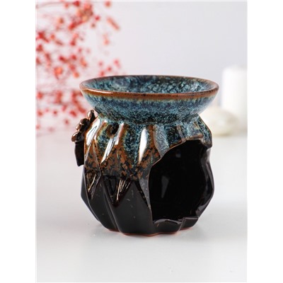 Аромалампа для эфирных масел «Узоры и рельеф», керамика, коричневая, 8×8×8.4 см