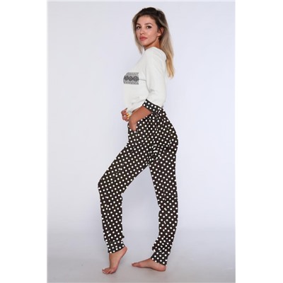 Женский домашний костюм с брюками 66 (Темно-коричневый)