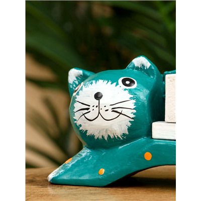 Календарь настольный «Кошка», 14×5.4×10 см, дерево, зелёный