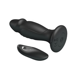 Черная анальная втулка с 12 режимами вибрации Mr Play - 12,4 см.