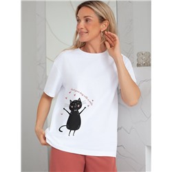 Футболка с принтом свободная эластичная из премиального хлопка