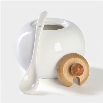 Набор для специй BellaTenero, 3 предмета: солонка 80 мл, перечница 80 мл, сахарница с ложкой 300 мл, фарфор, белый