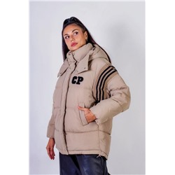 Стильная куртка с капюшоном Оверсайз Евро-зима, демисезон арт.2309 (Коричневый)