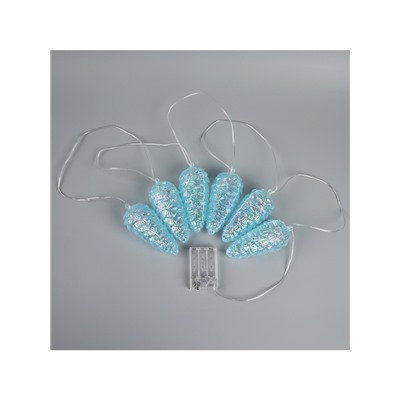 Гирлянда «Нить-грозди» 230 см, нить прозрачная, «Шишки», 30 LED, 4.5 В, батарейки ААх3 (нет в комплекте), свечение тёплое белое