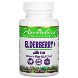 Paradise Herbs, Earth's Blend, бузина с цинком, 60 вегетарианских капсул