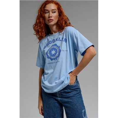 8506/1 Футболка женская оверсайз (Голубой_университет)