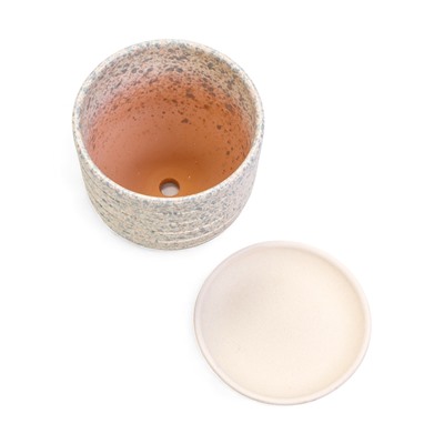 Горшок для цветов «Пряности», 800 мл, d=12 см, h=10.5 см, керамический, с поддоном, белый