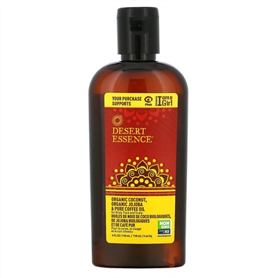 Desert Essence, Масло органического кокоса, жожоба и чистого кофе, 118 мл (4 жидк. унции)
