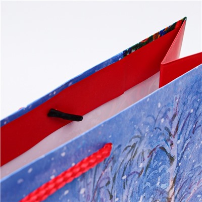 Пакет подарочный новогодний ламинированный «Со снегурочкой», 33×42.5×10 см