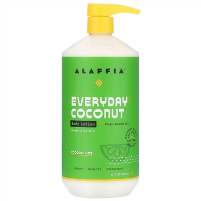 Alaffia, Everyday Coconut, Body Lotion, Normal to Dry Skin, Coconut Lime, 32 fl oz (950 ml)