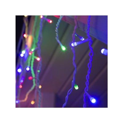 Гирлянда «Бахрома» 3×0.6 м, IP44, УМС, белая нить, 160 SMD-LED, свечение мульти, 220 В