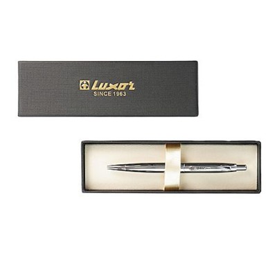 Ручка автоматическая шариковая металлическая поворотная "DUNES" 0.7мм синяя,черный/хром, футляр карт. 210402 Luxor