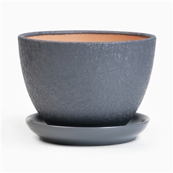 Горшок для цветов «Шёлк», 1.65 л, d=17 см, h=13 см, керамика, с поддоном, серый