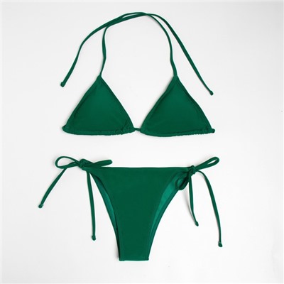 Купальник раздельный с завязками женский MINAKU, размер 50, зелёный