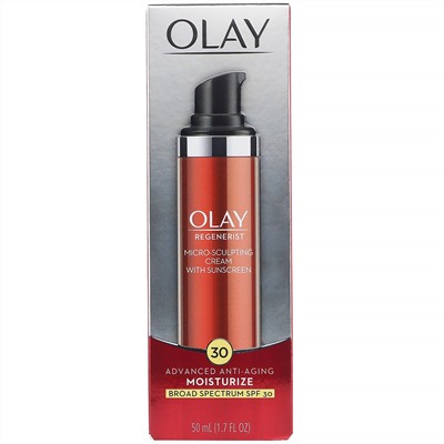 Olay, Regenerist, Micro-Sculpting Cream with Sunscreen, SPF 30, 1.7 fl oz (50 ml)