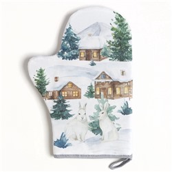 Варежка-прихватка новогодняя Forest animals 20×27 см, саржа, 100% х/л, ватин 250 г/м²